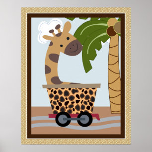 Safari Train Animals Nursery Art Poster