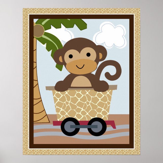 Safari Train Animaux Nursery Art Poster (Devant)