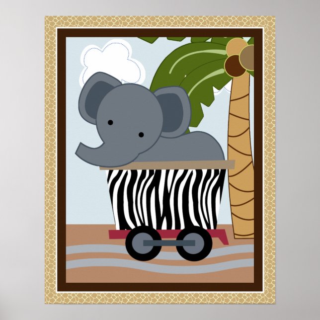 Safari Train Animaux Nursery Art Poster (Devant)