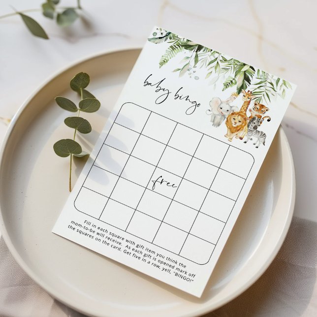 Safari vert animaux baby bingo (Créateur téléchargé)