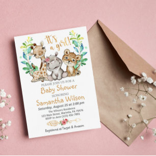Safari Wild Girl Baby shower Invitation
