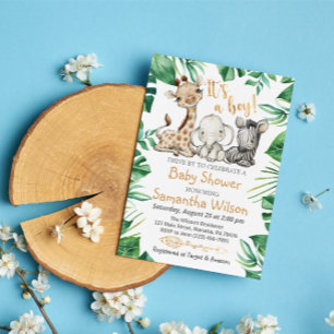 Safari Wild It's a Boy Baby Shower Invitation