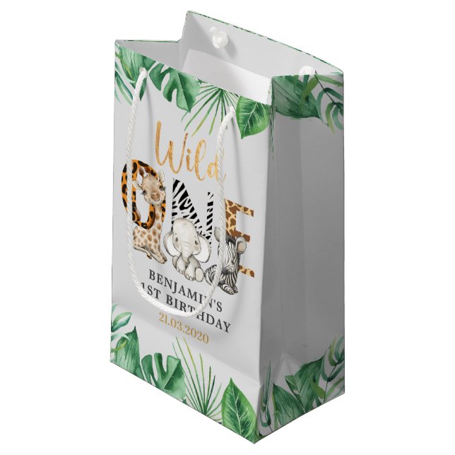 Safari Wild One Birthday Party Petit sac cadeau (Devant Angle)