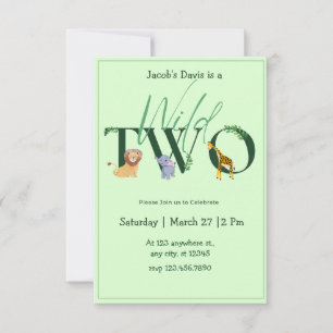 Safari Wild Two Invitation d'anniversaire