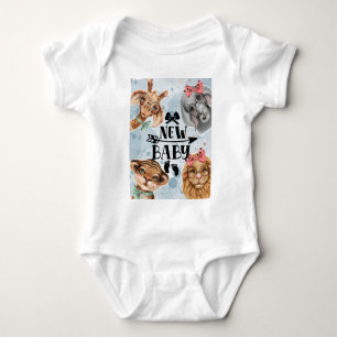 Safari wildone Baby shower Body bleu pour bébé