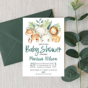 Safari Zoo Animal Thème Baby shower Invitation