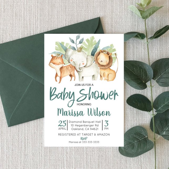 Safari Zoo Animal Thème Baby shower Invitation (Créateur téléchargé)