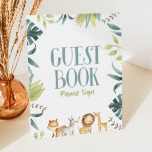Safari Zoo Animaux Invité Livre Table signe de fêt