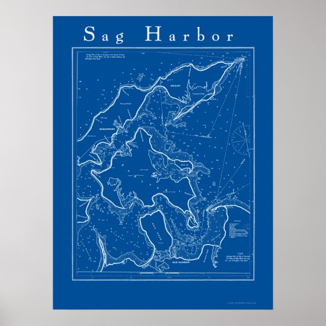Sag Harbor, New York Nautical Chart Poster (Devant)