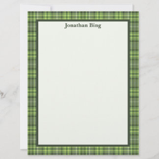 Sage and Olive Plaid Stationery Paper