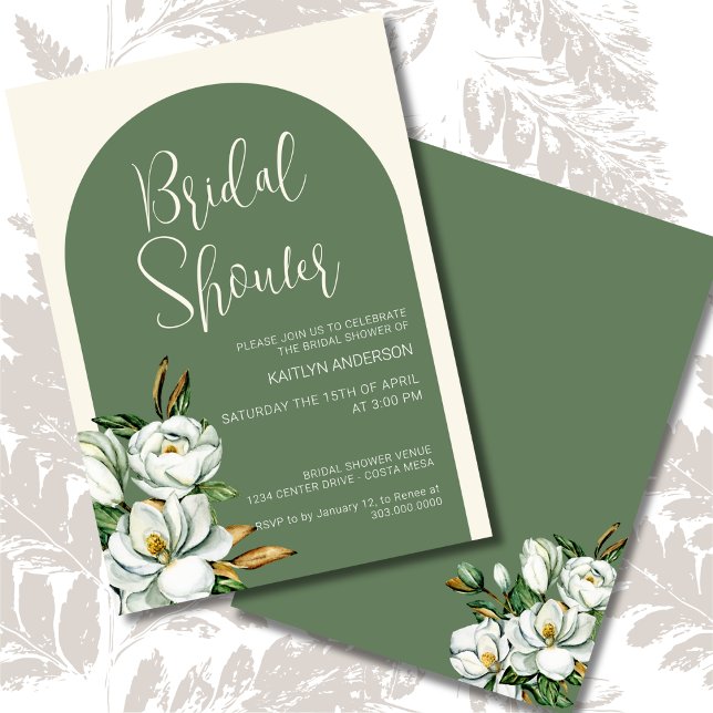 Sage Arch White Floral Bridal Showboat Invitation (Créateur téléchargé)