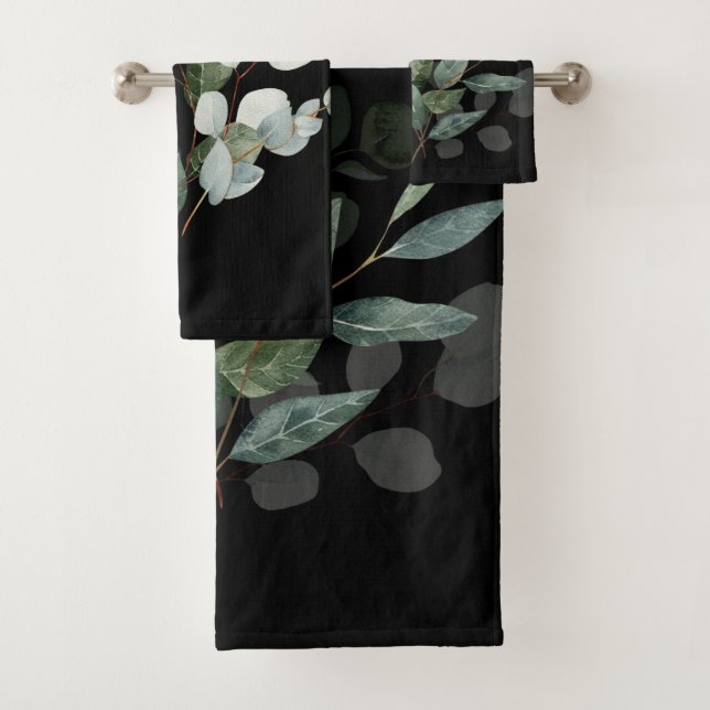 SAGE BLACK EUCALYPTUS TOWEL SET SALLE DE BAINS (En situation)