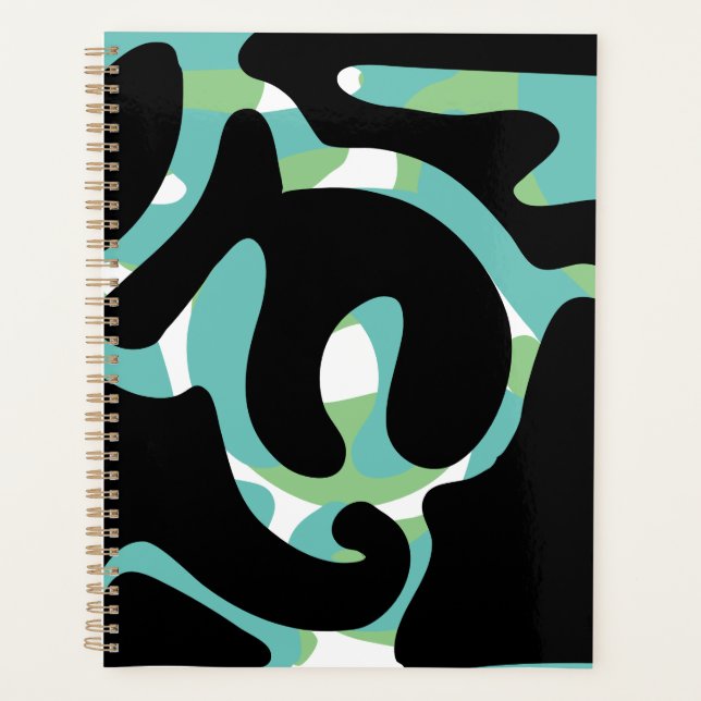 Sage Black Light Turquoise Moderne Mess Art abstra (Devant)