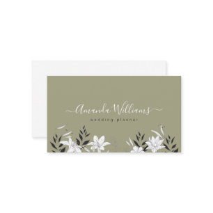 Sage Boho Floral Design Carte de visite