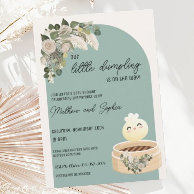 Sage Boho Little Dumpling Baby shower Invitation (Créateur téléchargé)