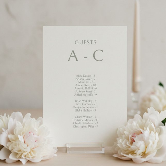 Sage |  Carte d'invité de mariage et numéro de tab (Créateur téléchargé)