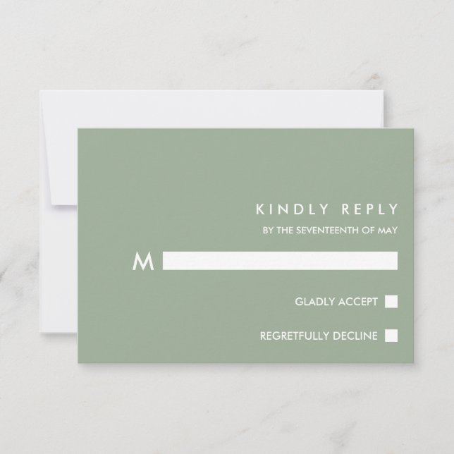 Sage Chic minimal | Mariage typographique RSVP (Devant)