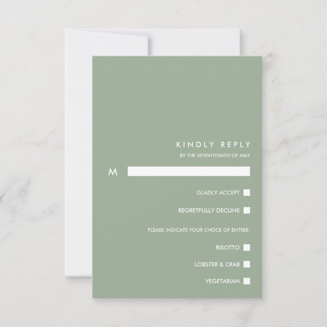 Sage Chic minimal | Typographie RSVP choix de repa (Devant)