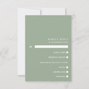 Sage Chic minimal Typographie RSVP choix de repa