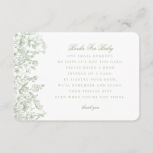 Sage Chinoiserie Livres pour Baby Invitation Inser