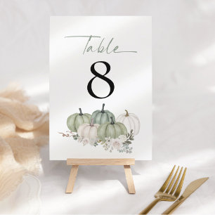 Sage Citrouille Florals Mariage Numéro de table