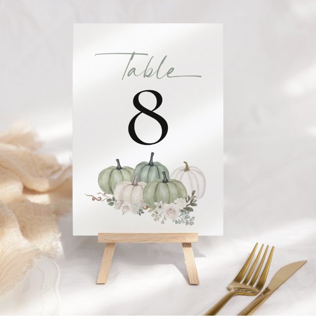 Sage Citrouille Florals Mariage Numéro de table (Créateur téléchargé)