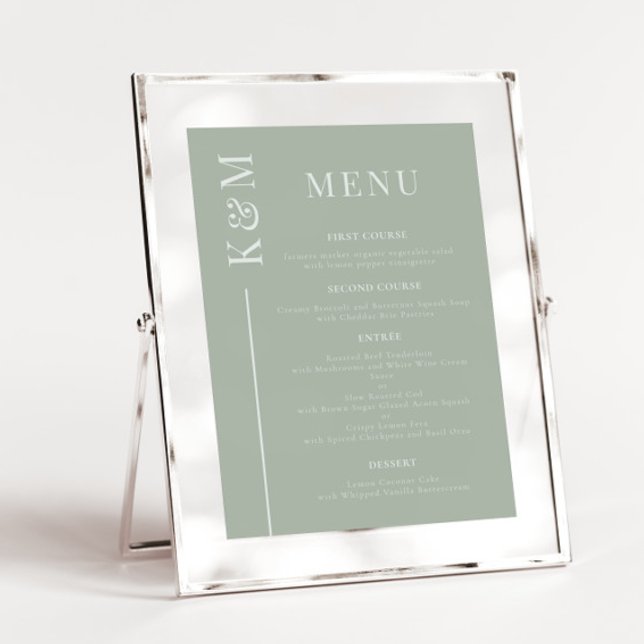 Sage Clean Line Mariage Diner Menu (Créateur téléchargé)