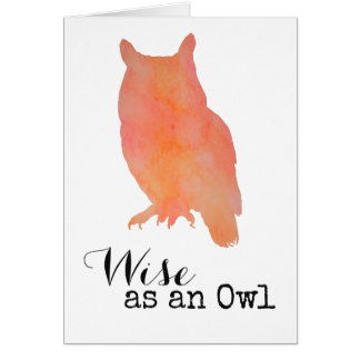 Sage comme un hibou typographique aquarelle