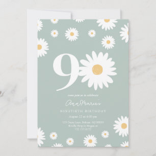 Sage Daisy 90th Birthday Invitation