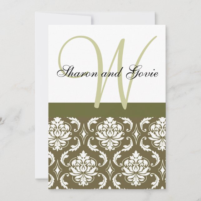 Sage Damas Noms de monogrammes Faire-part de maria (Devant)