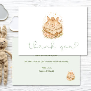 Sage Deux Petits Lapins Jumeaux Baby Shower Merci