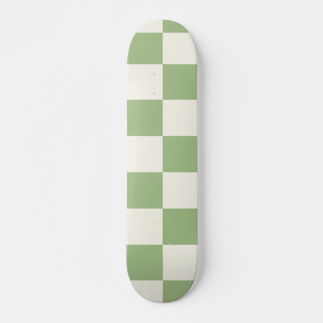 Sage et Crème Motif Skateboard vérifiés (Devant)