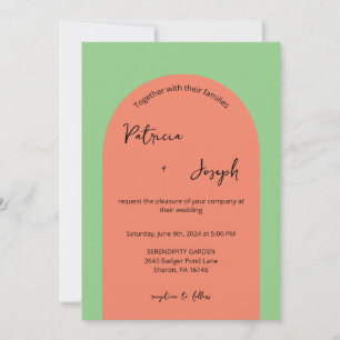 Sage et Saumon Faire-part de mariage moderne