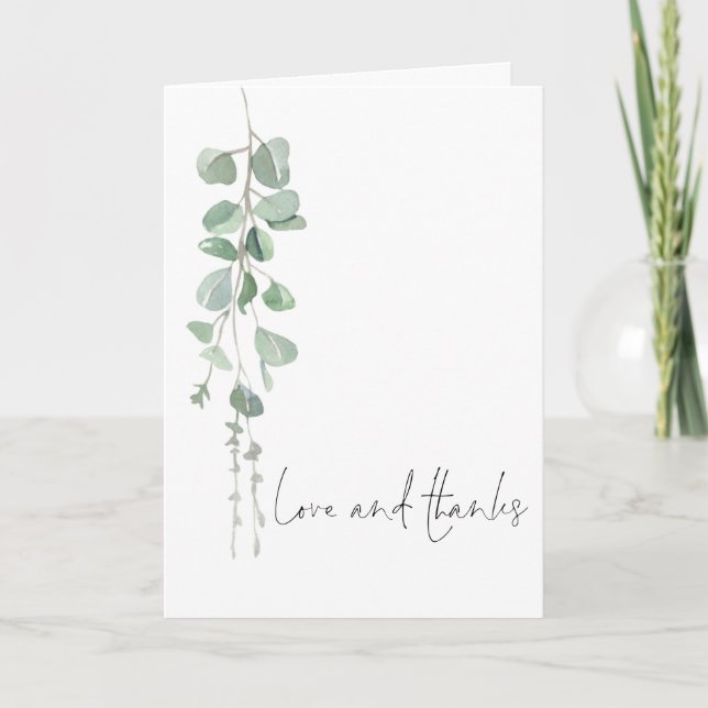 Sage Eucalyptus Photo Mariage Amour Merci Plié (Devant)