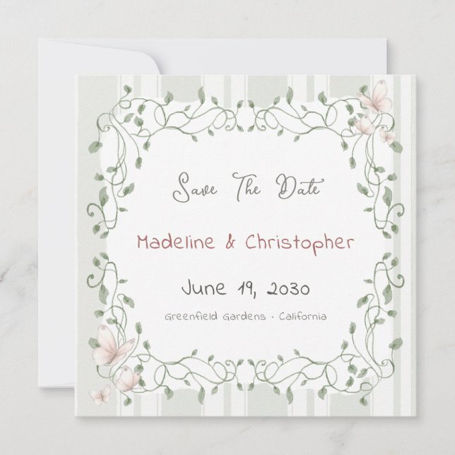 Sage Eucalyptus Wedding Save the Date (Devant)