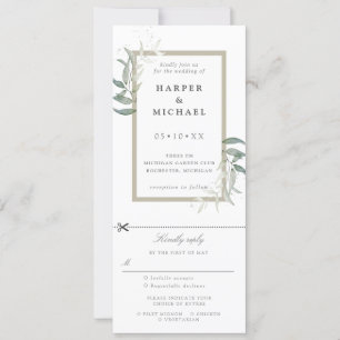 Sage feuille invitation de mariage avec rsvp attac