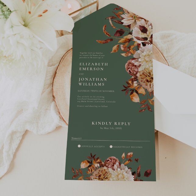 Sage Floral Mariage tout en une invitation (Rustic Sage Green Floral Wedding All In One Invitation by Painted Paperie
)