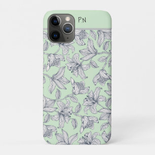 Sage Floral Monogramme iPhone / coque ipad