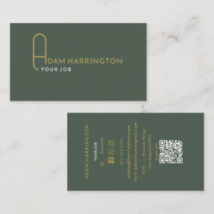 Sage foncé Élégant Carte de visite de code QR st