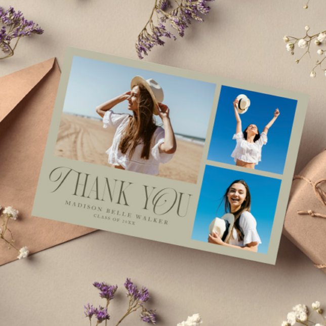 Sage Graduation Merci Élégant Photo Collage (Créateur téléchargé)