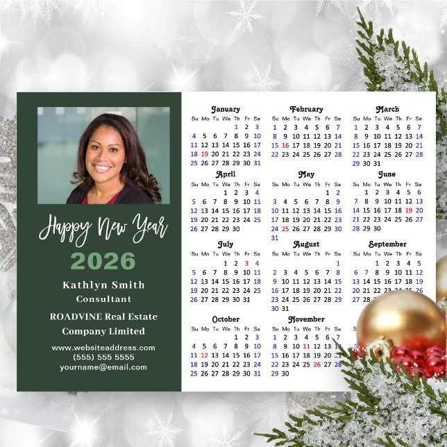 Sage Green 2024 Calendrier moderne Entreprise Magn (Créateur téléchargé)