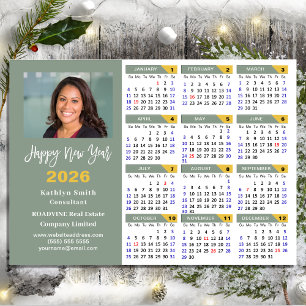 Sage Green 2026 Calendrier Entreprise Simple Magné