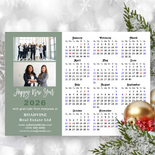 Sage Green 2026 Calendrier Moderne Entreprise Magn