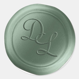 Sage Green 2 Lettre Monogramme Stickers de cire de