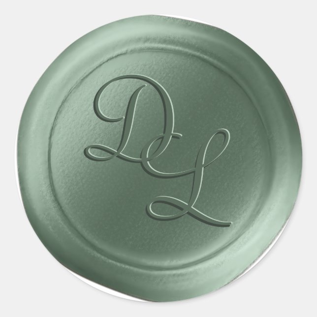 Sage Green 2 Lettre Monogramme Stickers de cire de (Devant)