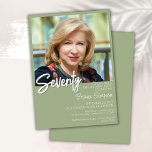Sage Green 70th Birthday Photo Invitation<br><div class="desc">Photo moderne minimaliste sauge vert et blanc 70e anniversaire invitation pour une fête d'anniversaire amusante. L'âge peut être changé. Cette invitation est simple et élégante, adulte jalon d'anniversaire invitation pour les hommes et les femmes. La couleur arrière - plan verte et blanche sauge peut être changée en n'importe quelle couleur...</div>