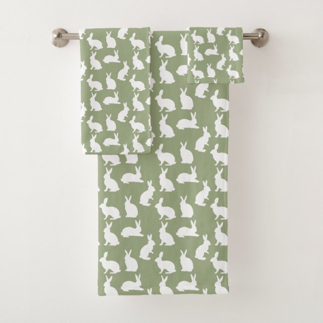Sage Green And White Bunny Pattern Cute Easter (En situation)