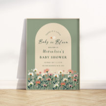 Sage Green Baby in Bloom Shower Affiche de bienven