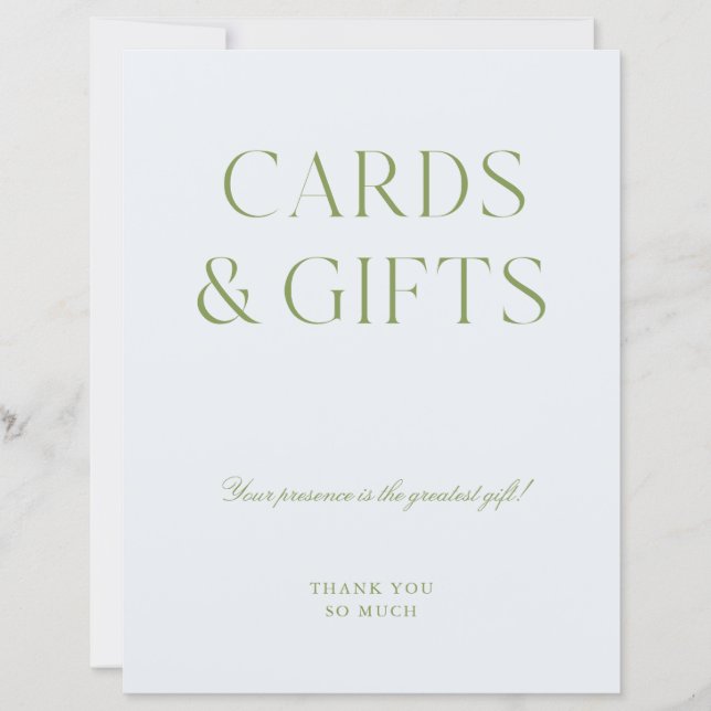 Sage Green & Blue Cartes & Cadeaux Signal Mariage (Devant)