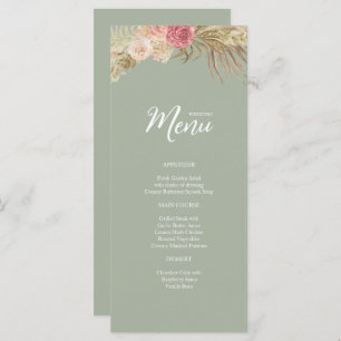 Sage green Boho Floral Mariage plat Menu